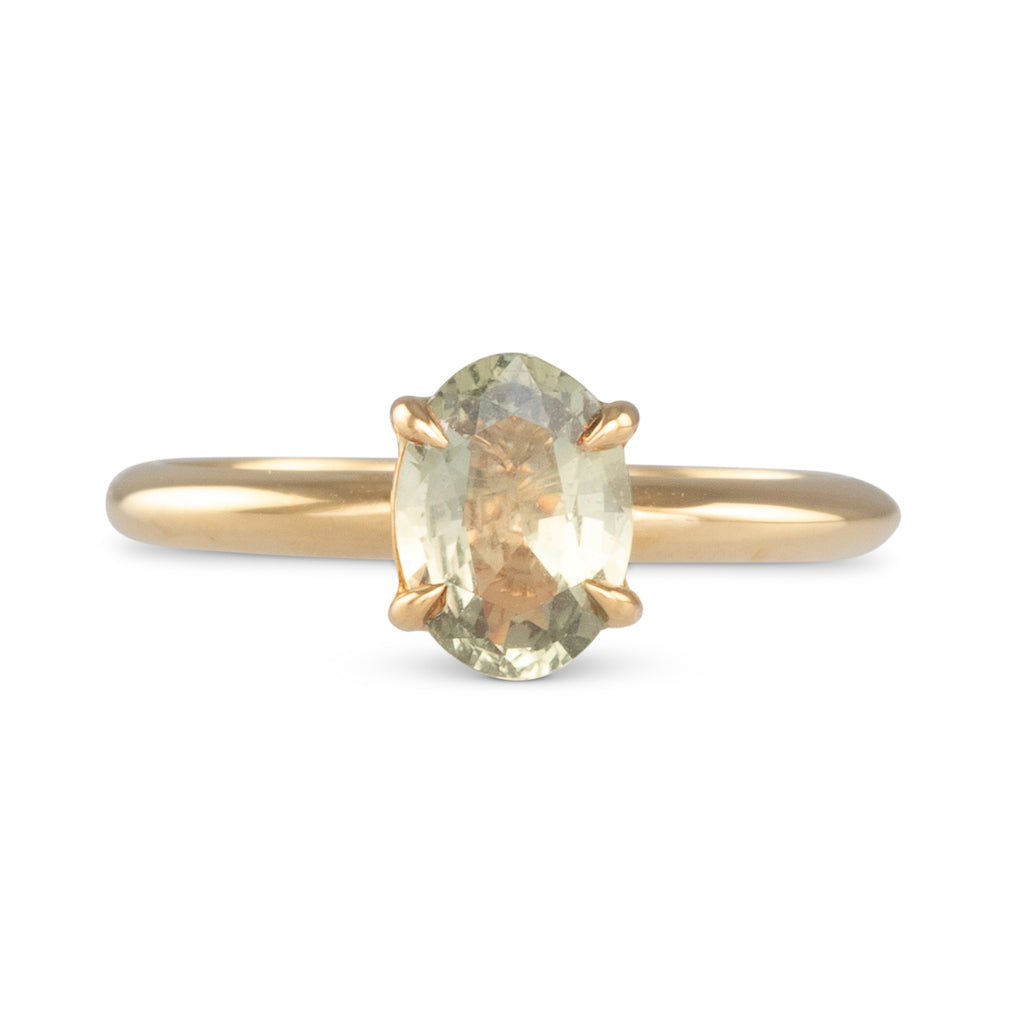 Pale Green Sapphire Solitare