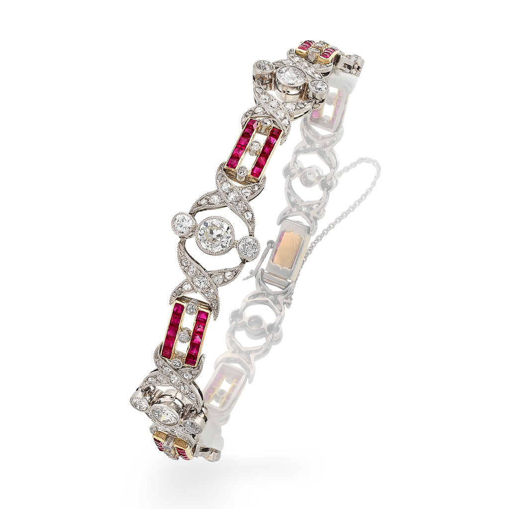French Diamond and Ruby Bracelet