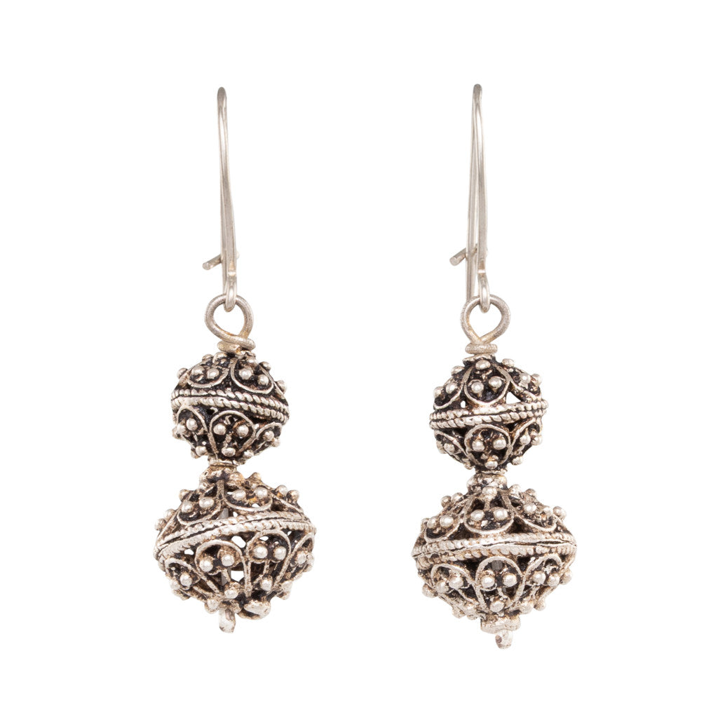 Double Filigree Ball Drop Earrings