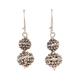 Double Filigree Ball Drop Earrings