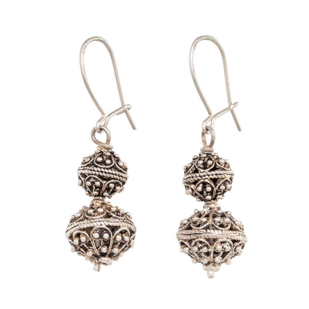 Double Filigree Ball Drop Earrings