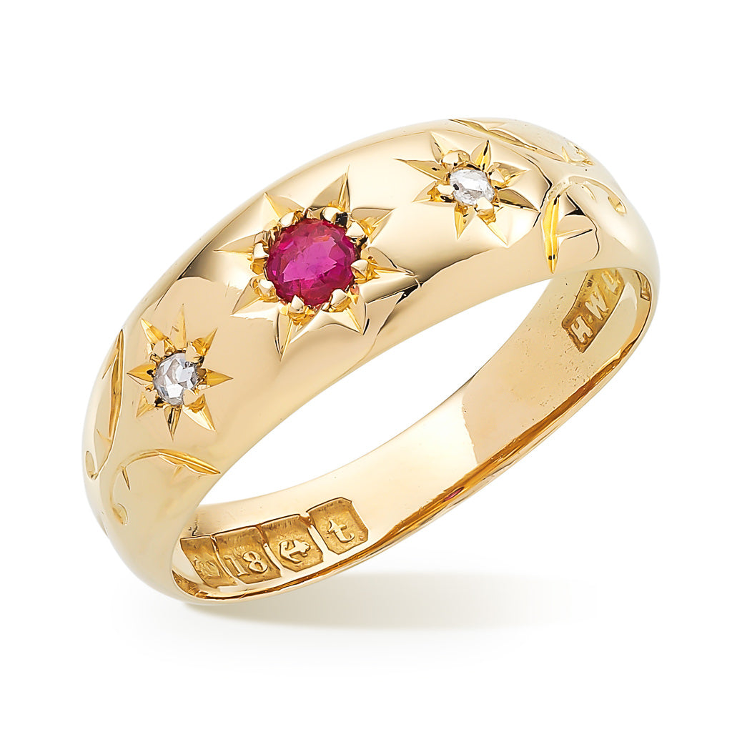 Ruby and Diamond Gypsy Set Ring