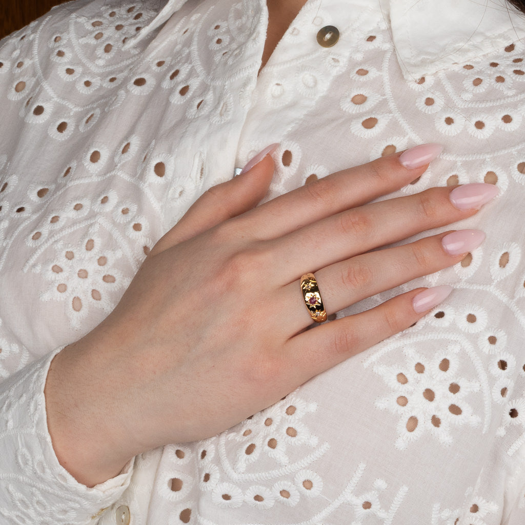 Ruby and Diamond Gypsy Set Ring