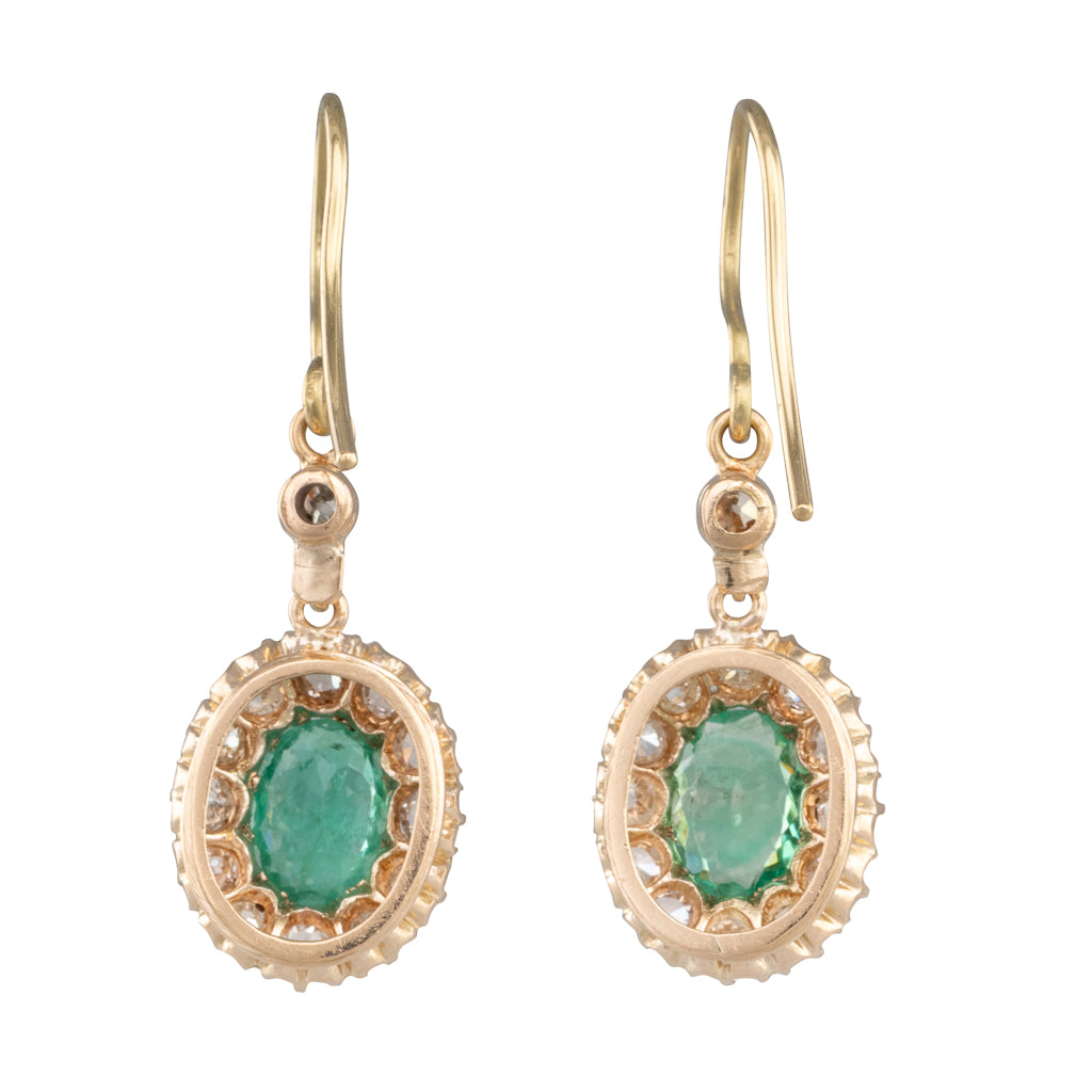 Emerald & Diamond Cluster Earrings