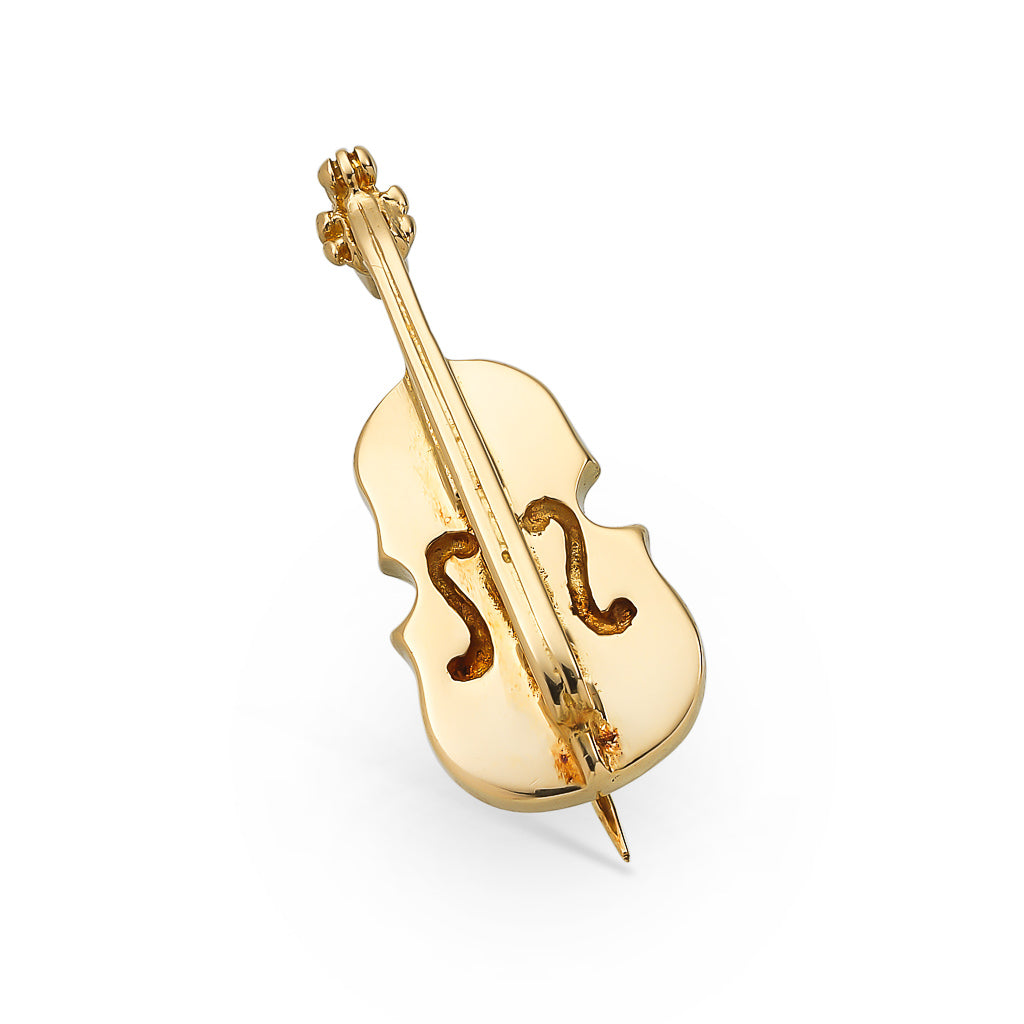 Gold Cello Brooch