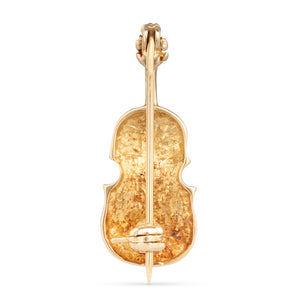 Gold Cello Brooch