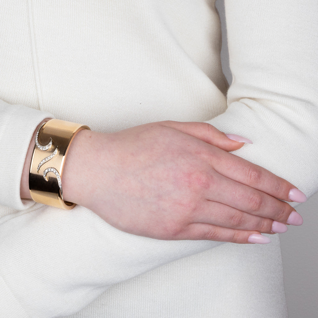 Cuff Bangle with Diamond Accents
