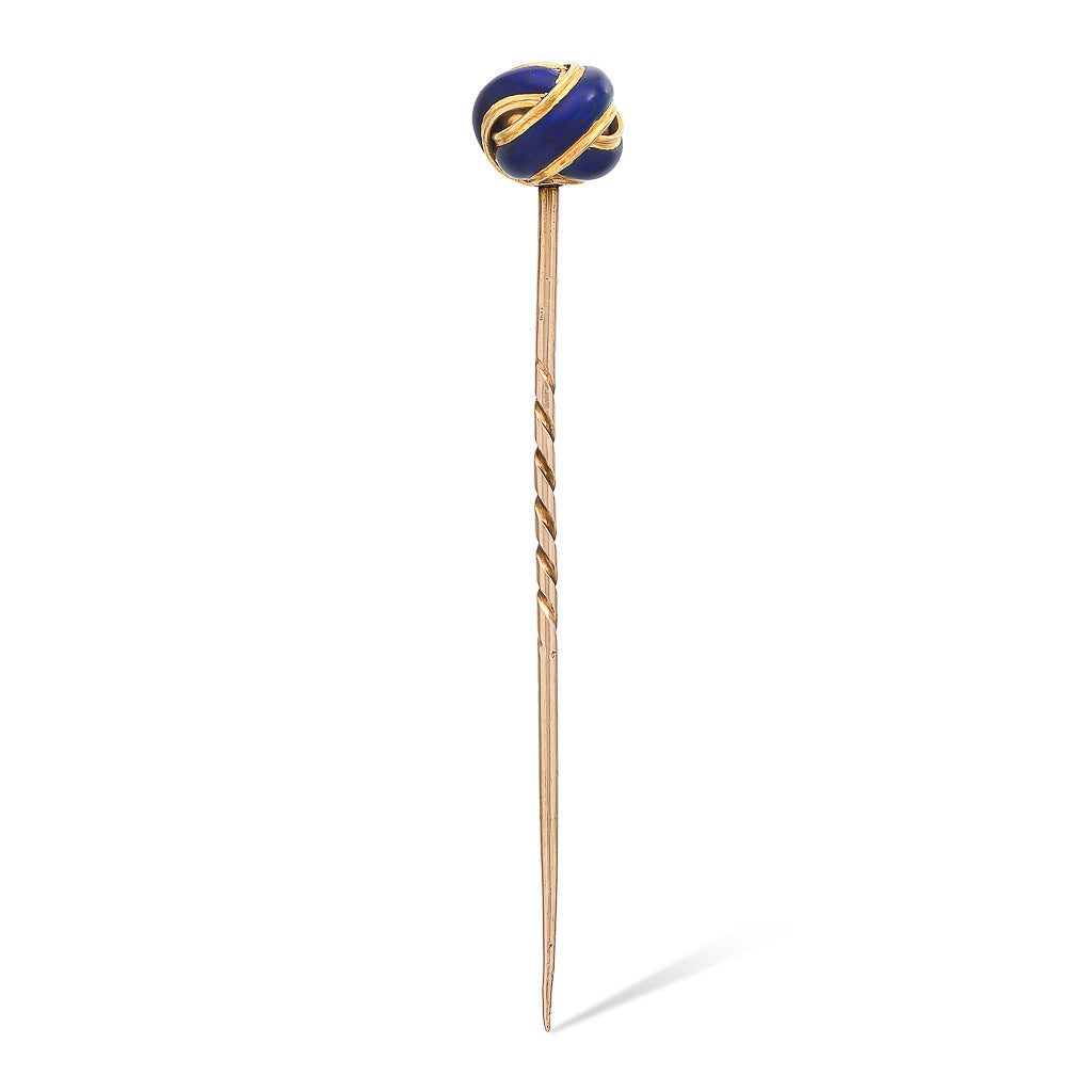 Knot Stick Pin with Blue Enamel