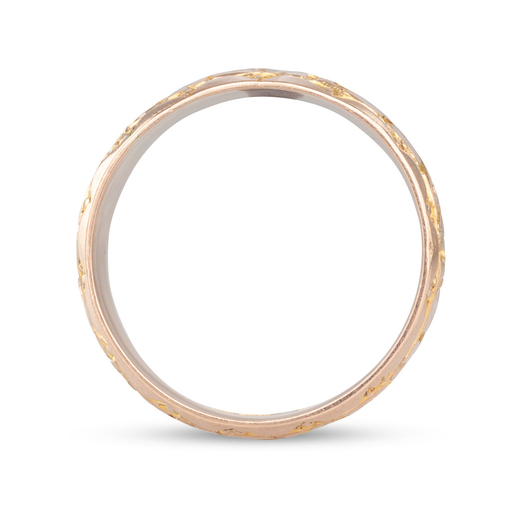 Wide Engraved Gold Band