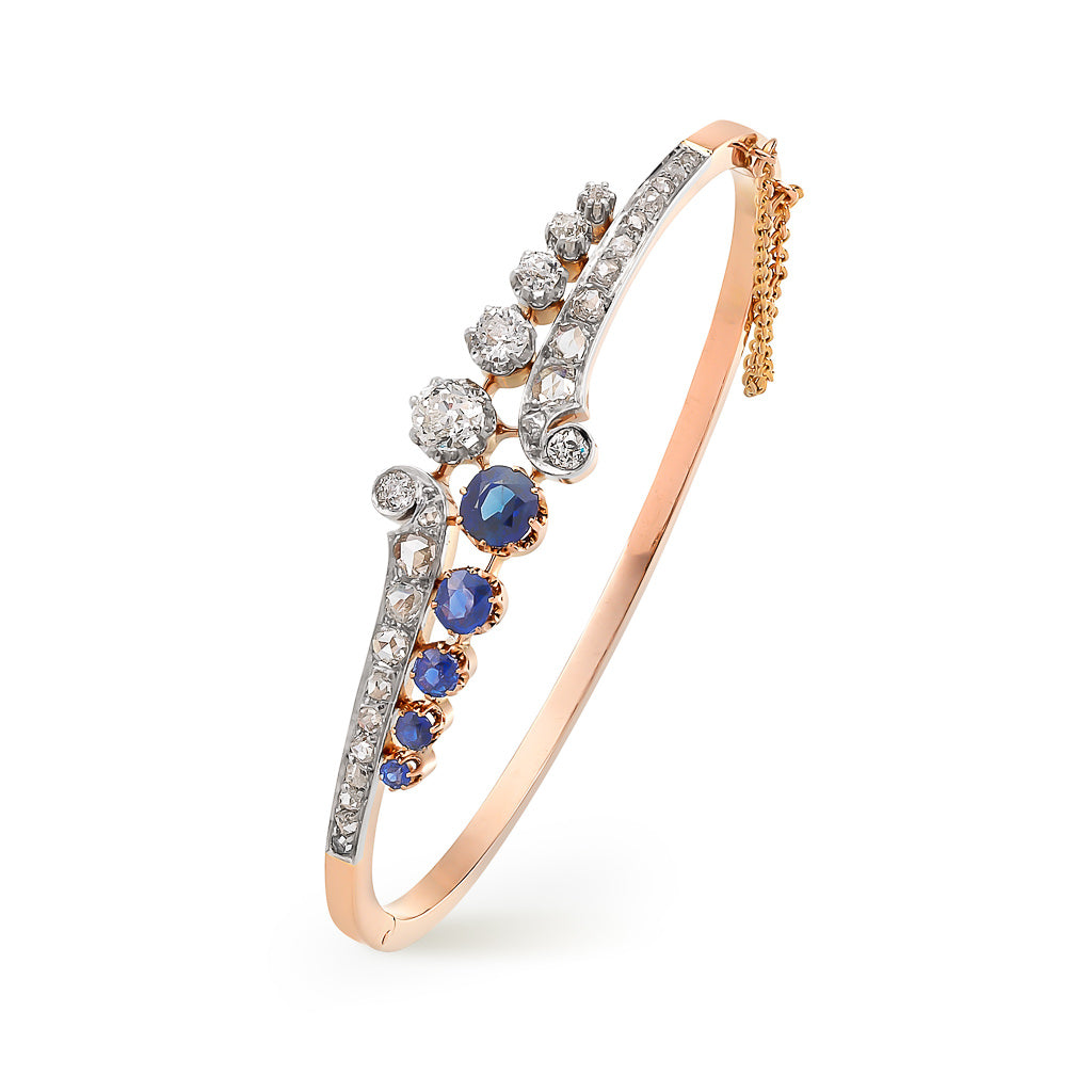 Diamond and Sapphire Antique Bangle