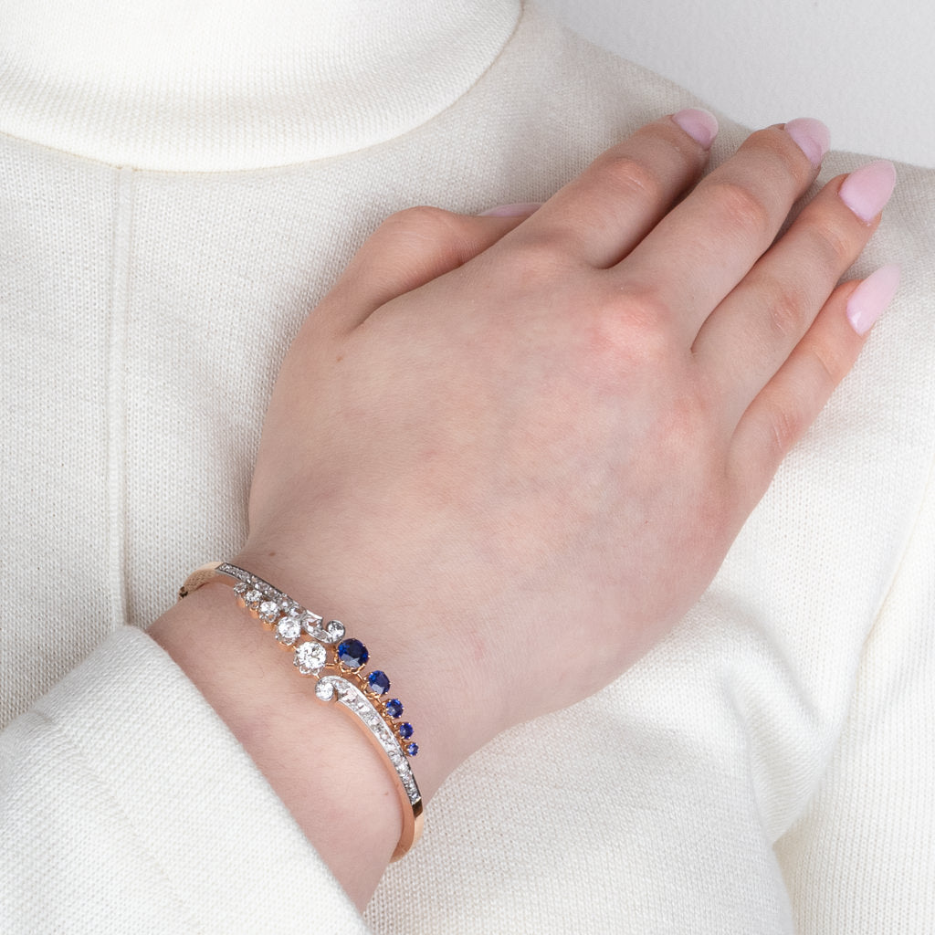 Diamond and Sapphire Antique Bangle