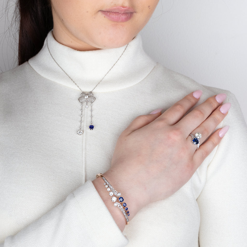 Diamond and Sapphire Antique Bangle