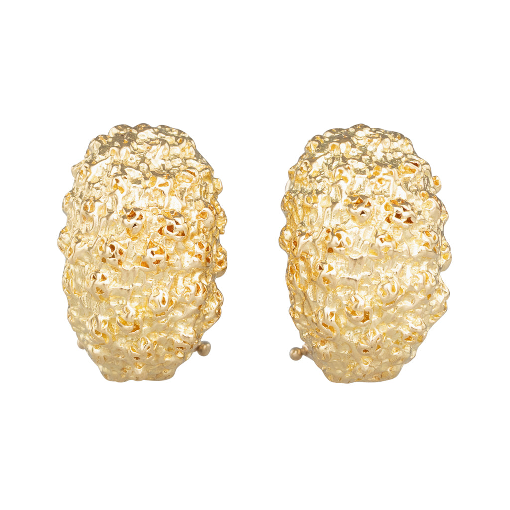 Textured Gold Clip On Earrings