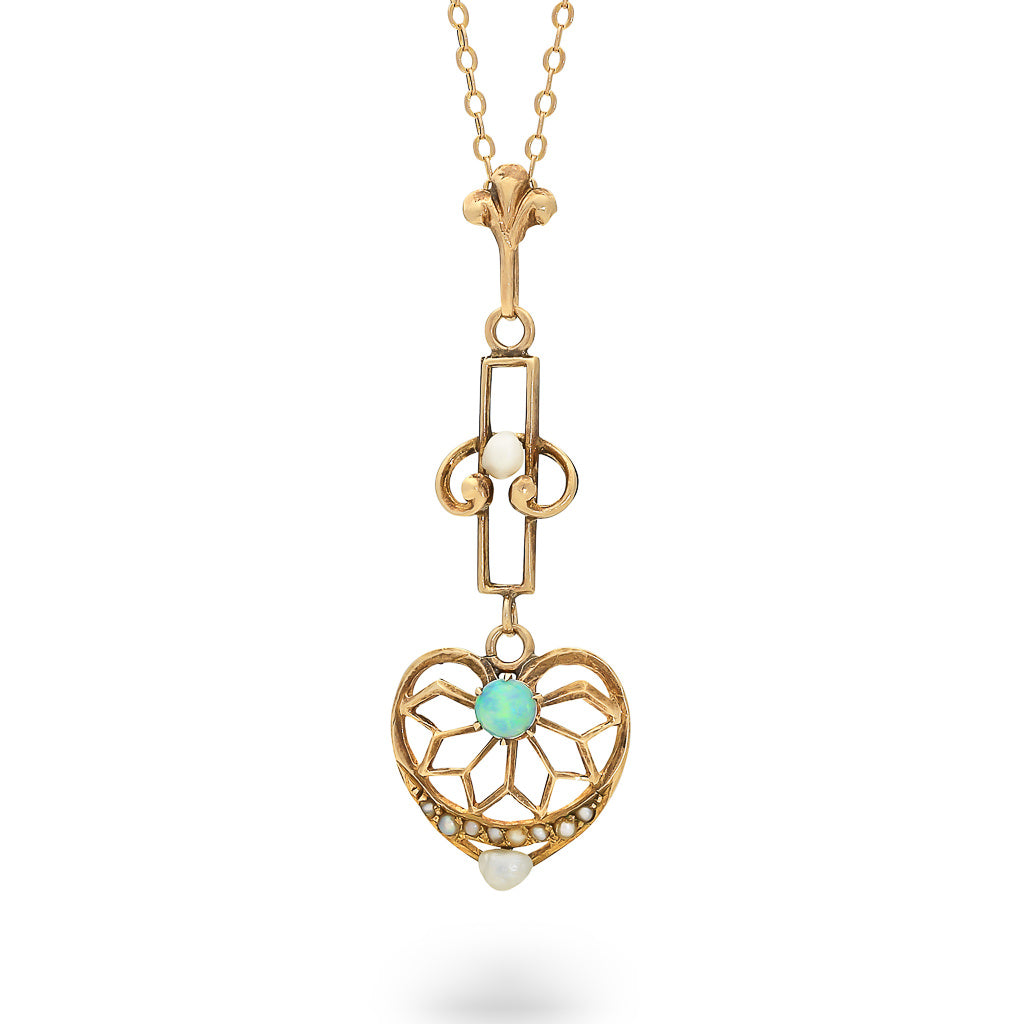 Antique Pendant with Opal & Pearls