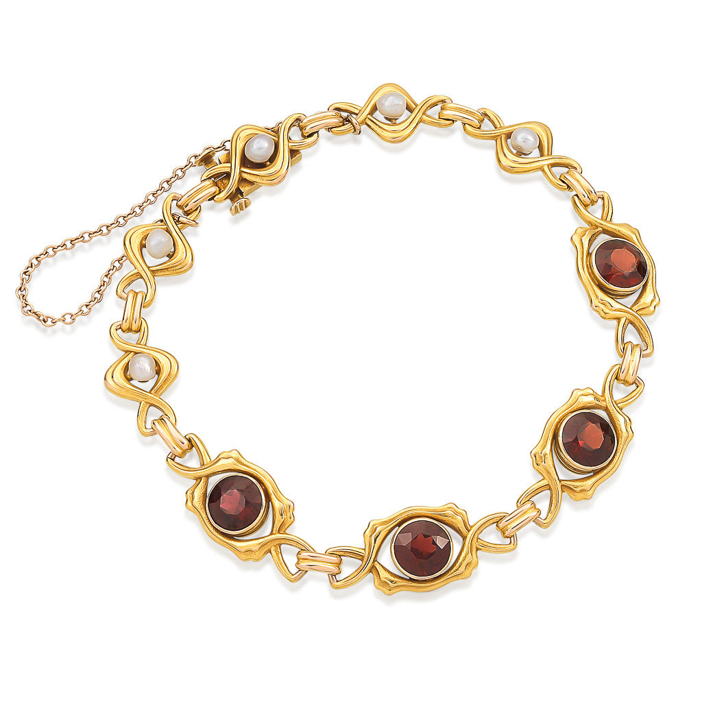 Antique Garnet and Pearl Bracelet