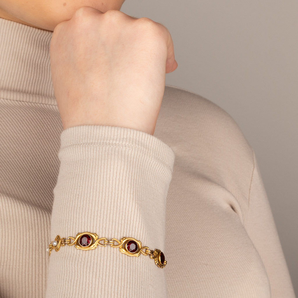 Antique Garnet and Pearl Bracelet