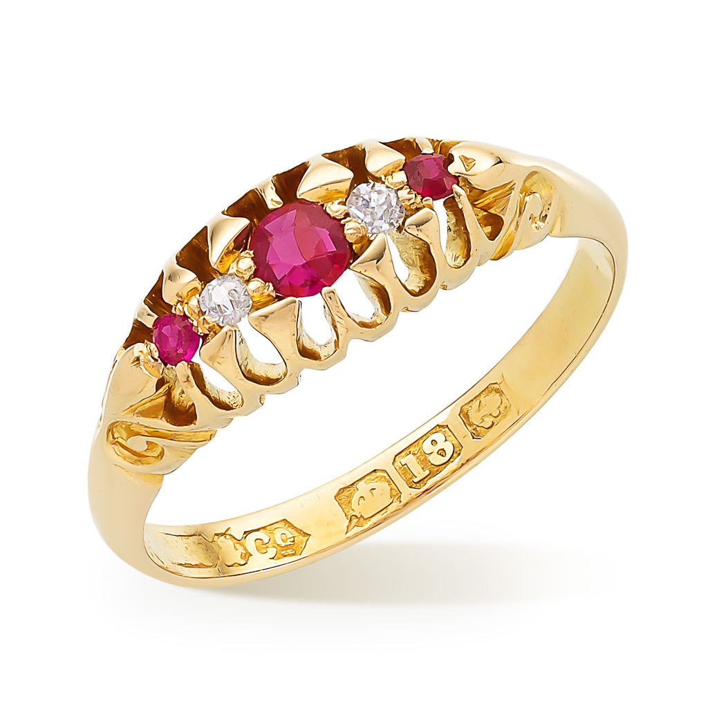 Ruby & Diamond Half Hoop Ring