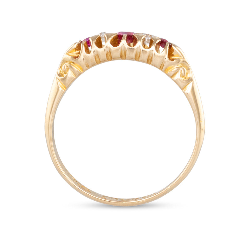 Ruby & Diamond Half Hoop Ring