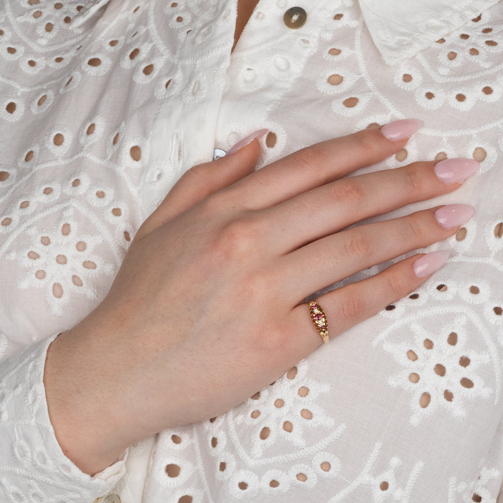 Ruby & Diamond Half Hoop Ring