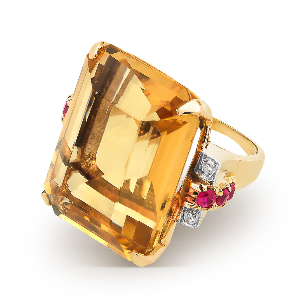 Retro Ring with Large Citrine
