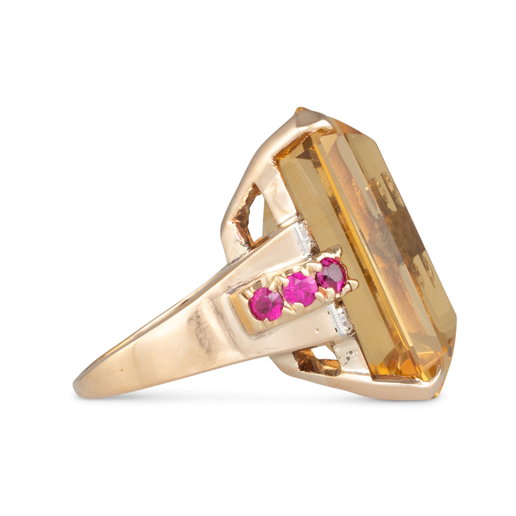 Retro Ring with Large Citrine