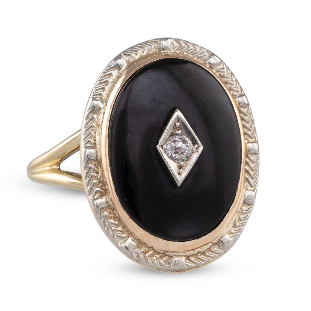Oval Onyx Ring with Diamond