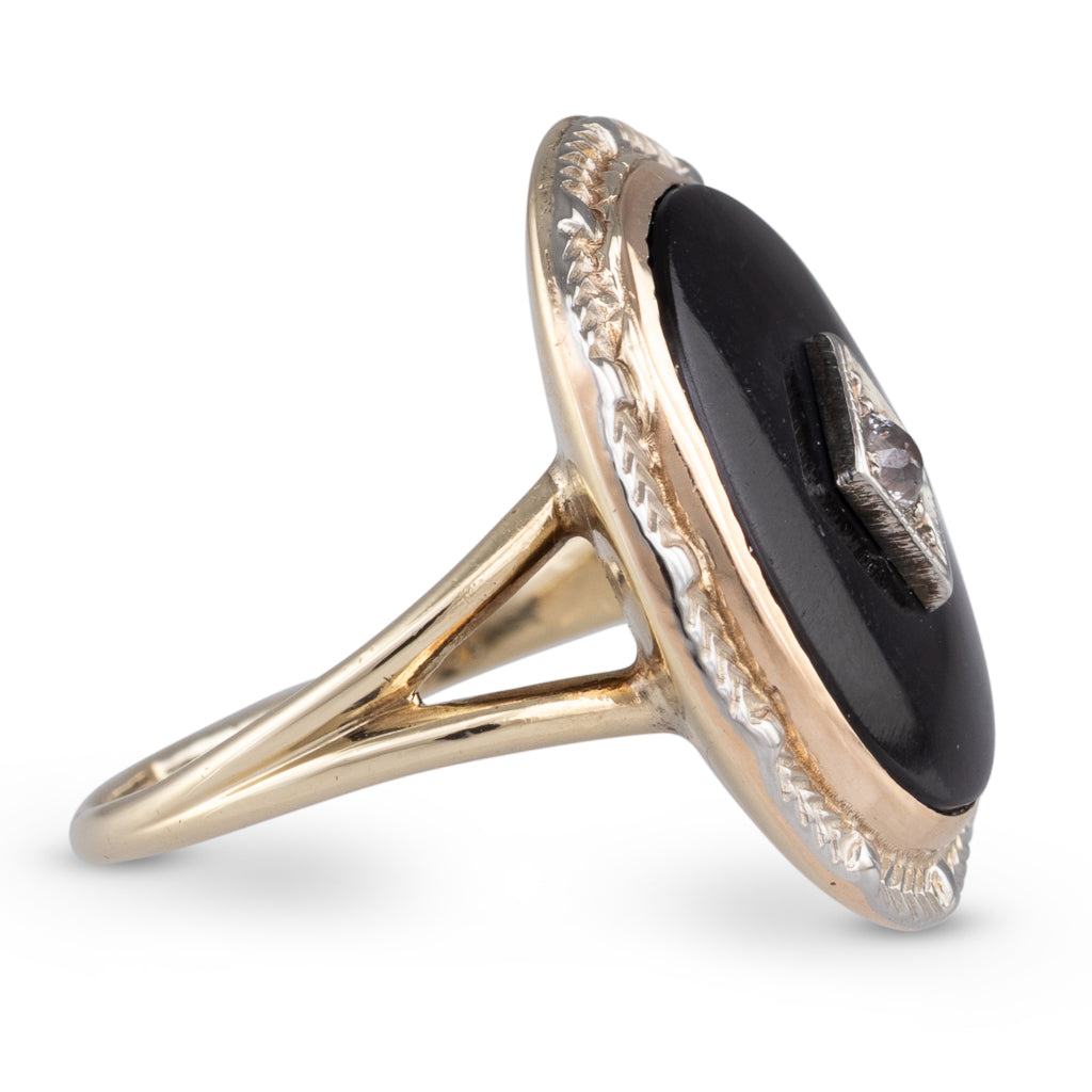 Oval Onyx Ring with Diamond