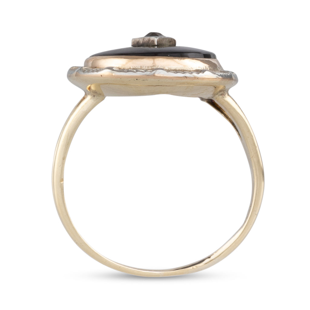 Oval Onyx Ring with Diamond