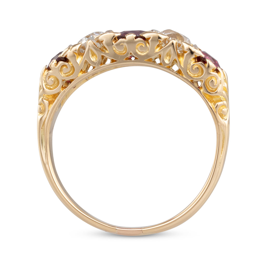Ruby and Diamond Five Stone Ring