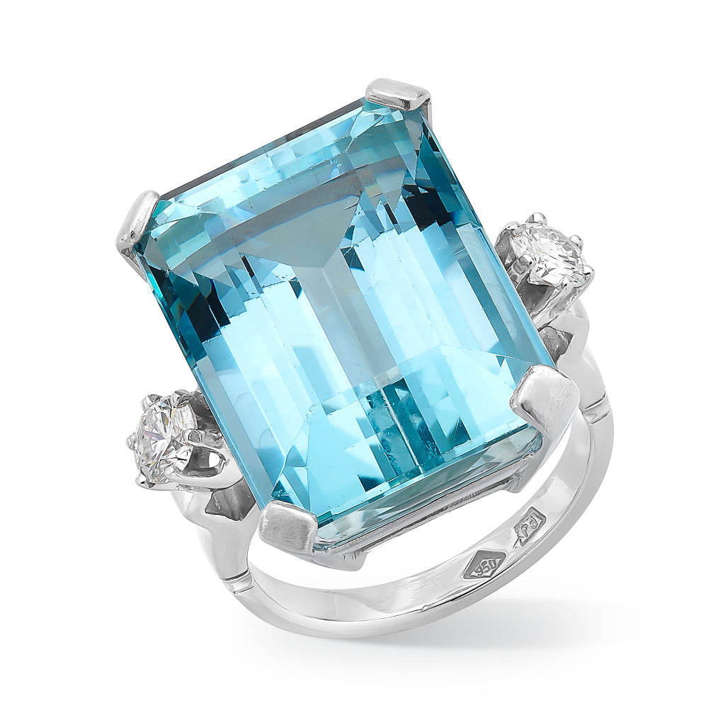 Aquamarine & Diamond Ring