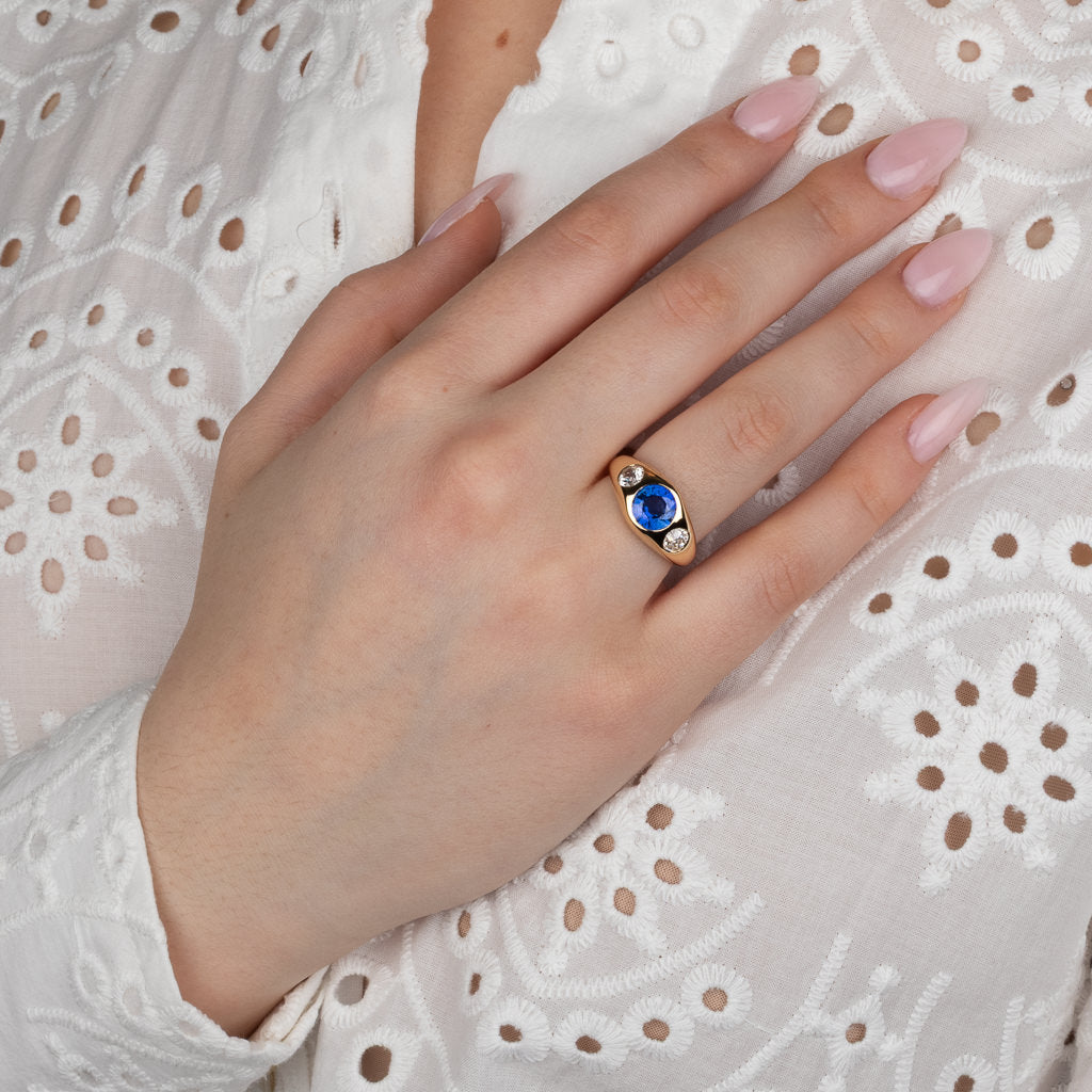 Sapphire & Diamond Gypsy Set Ring
