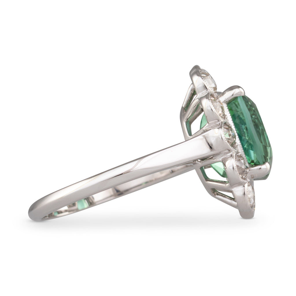 Tourmaline Old Cut Diamond Cluster