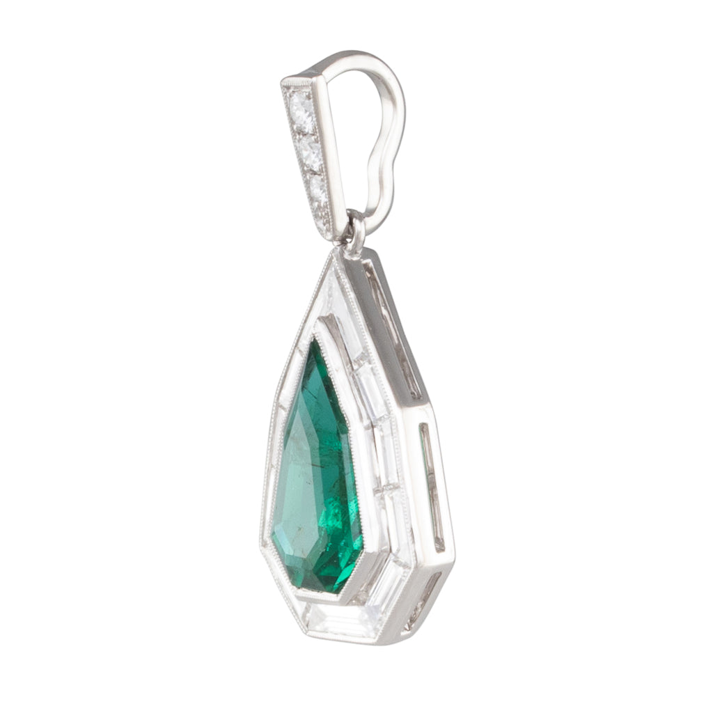 Shield Shape Emerald Pendant