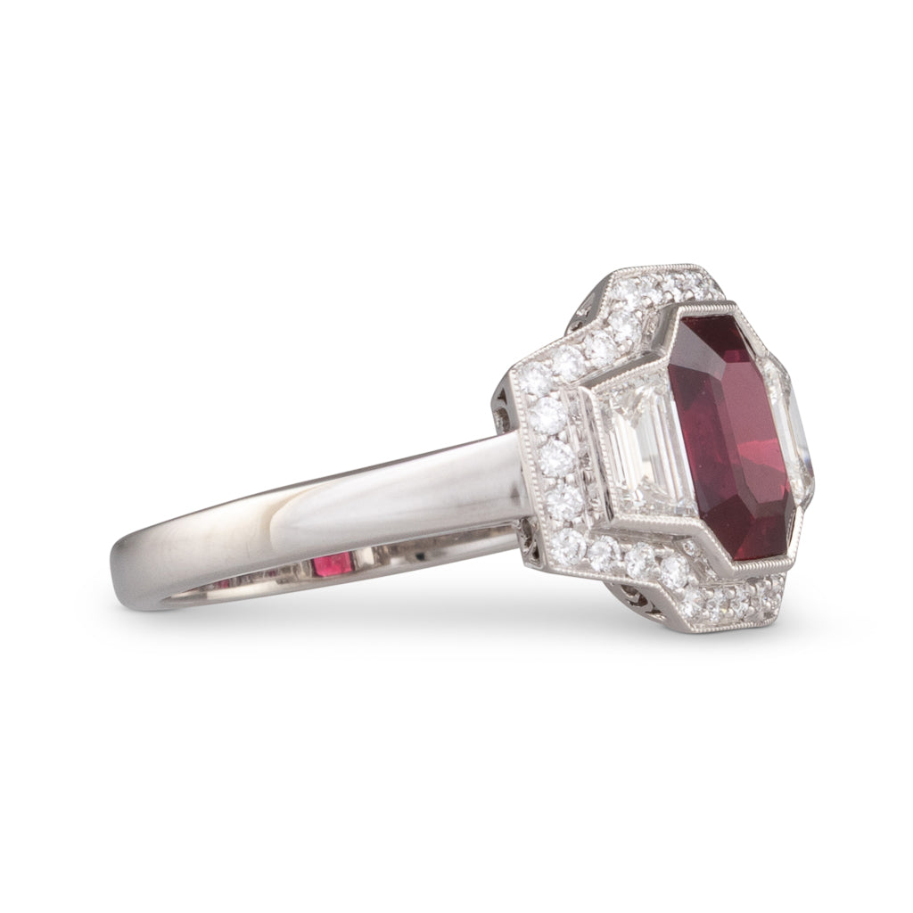 Platinum Ruby and Diamond Ring
