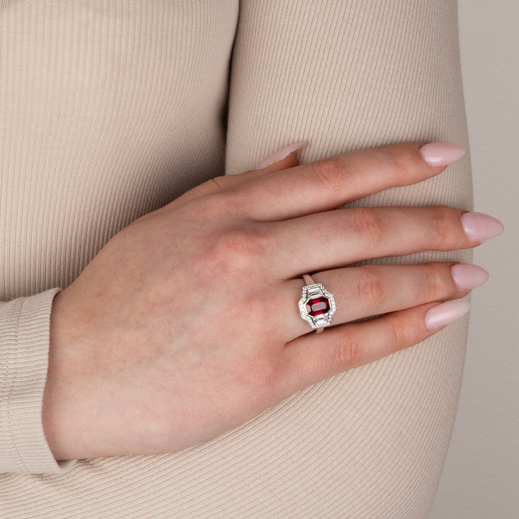 Platinum Ruby and Diamond Ring