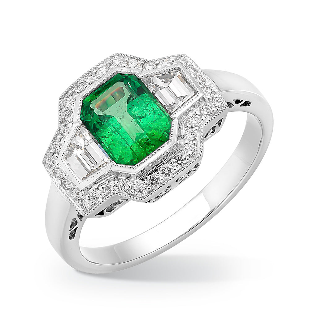 Zambian Emerald and Diamond Ring