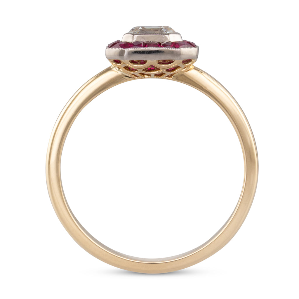 Asscher Diamond and Ruby Ring