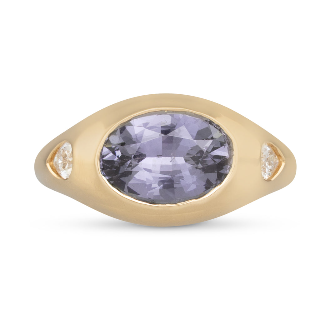 Grey Spinel and Diamond Ring