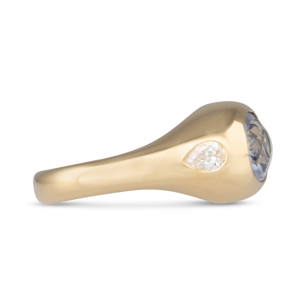 Grey Spinel and Diamond Ring