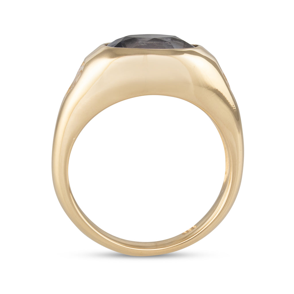 Grey Spinel and Diamond Ring