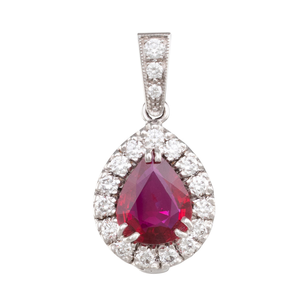 An Unheated Ruby Diamond Pendant