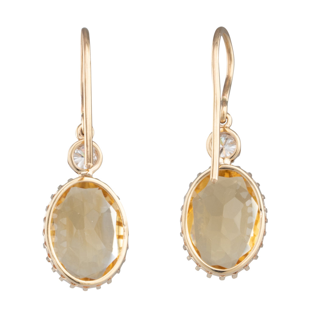 Citrine & Diamond Drop Earrings