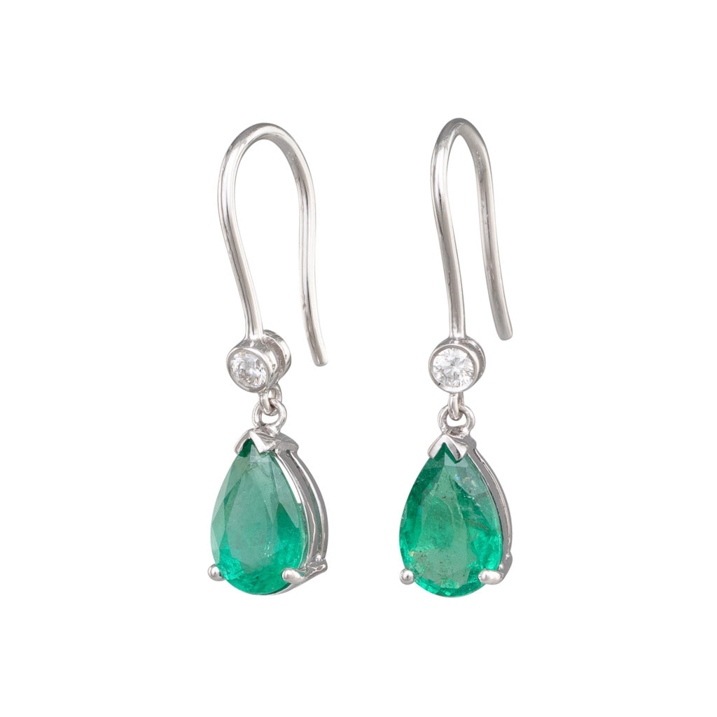 Emerald and Diamond Drop Earrings