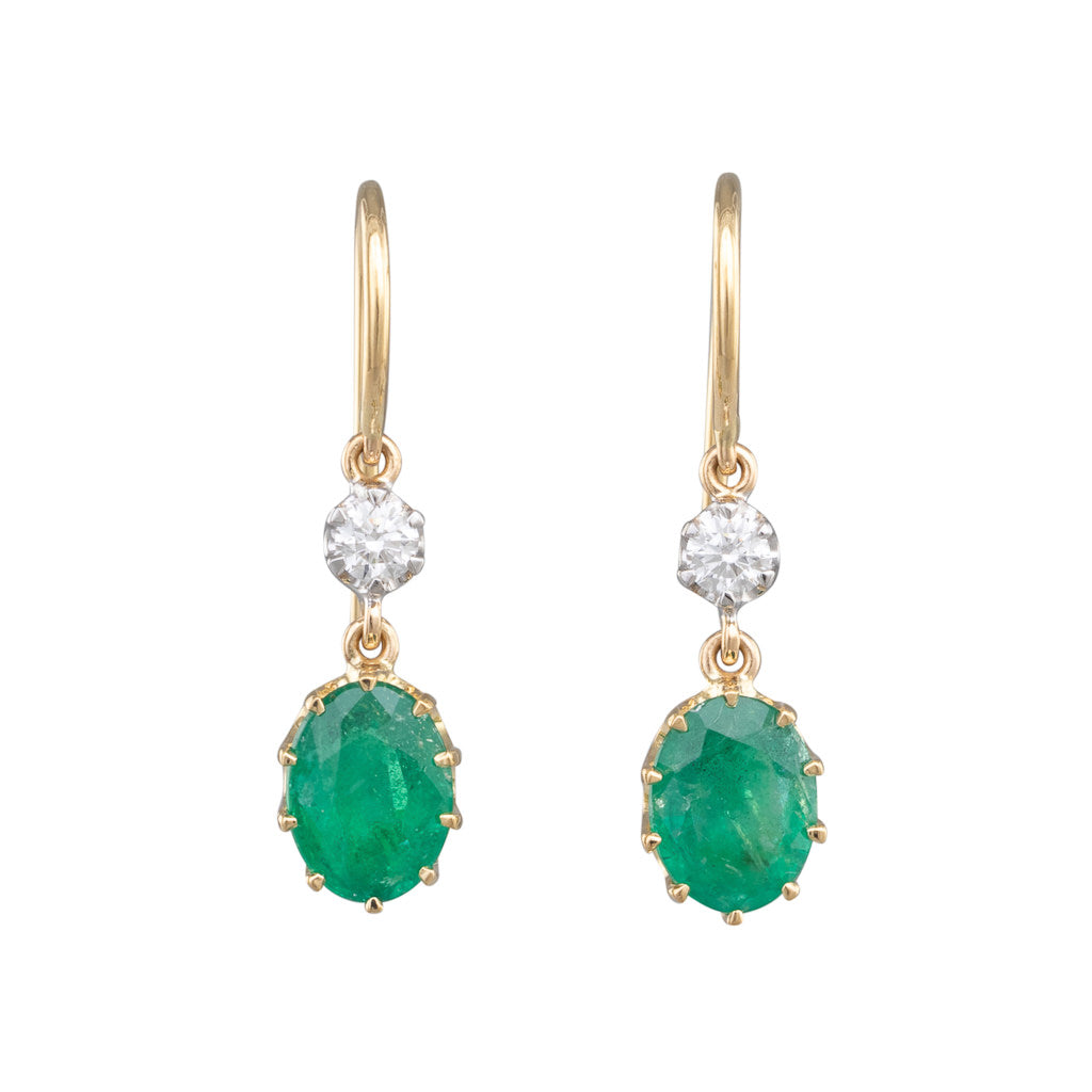Emerald and Diamond Drop Earrings