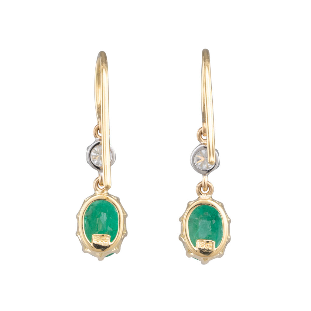 Emerald and Diamond Drop Earrings
