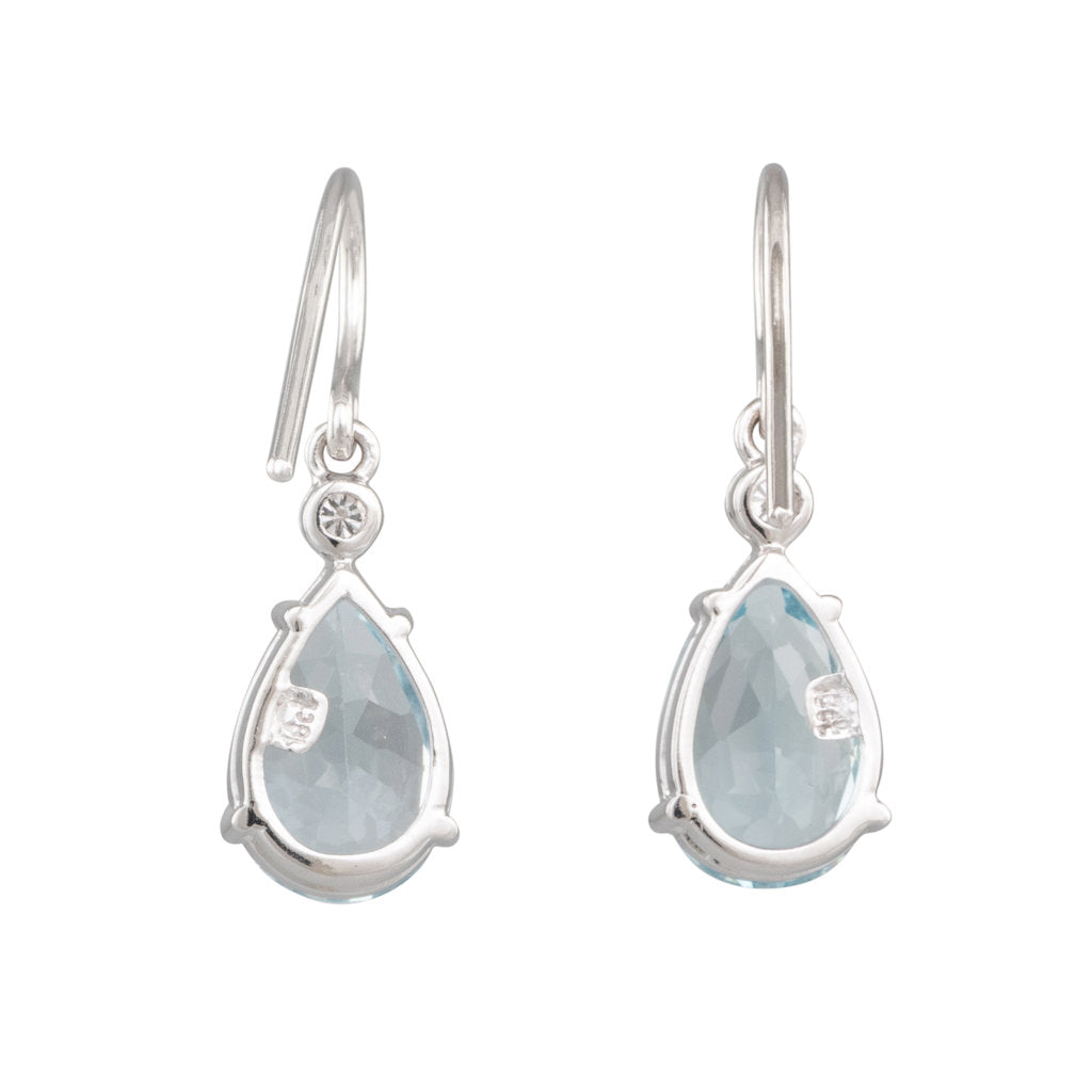 Aquamarine & Diamond Drop Earrings