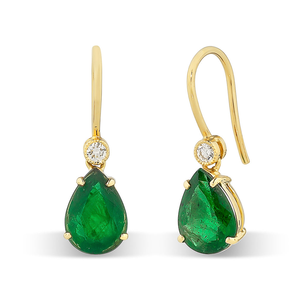 Emerald and Diamond Drop Earrings