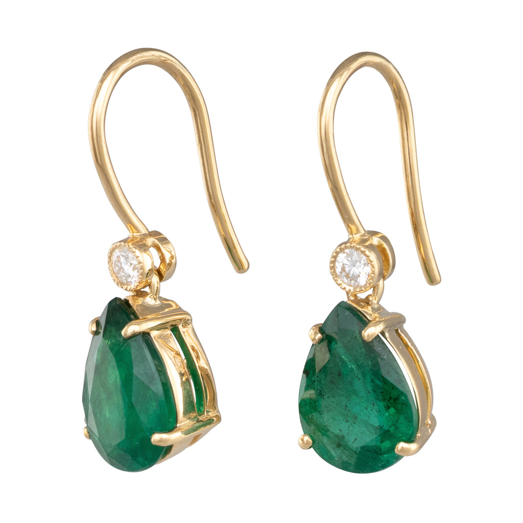 Emerald and Diamond Drop Earrings
