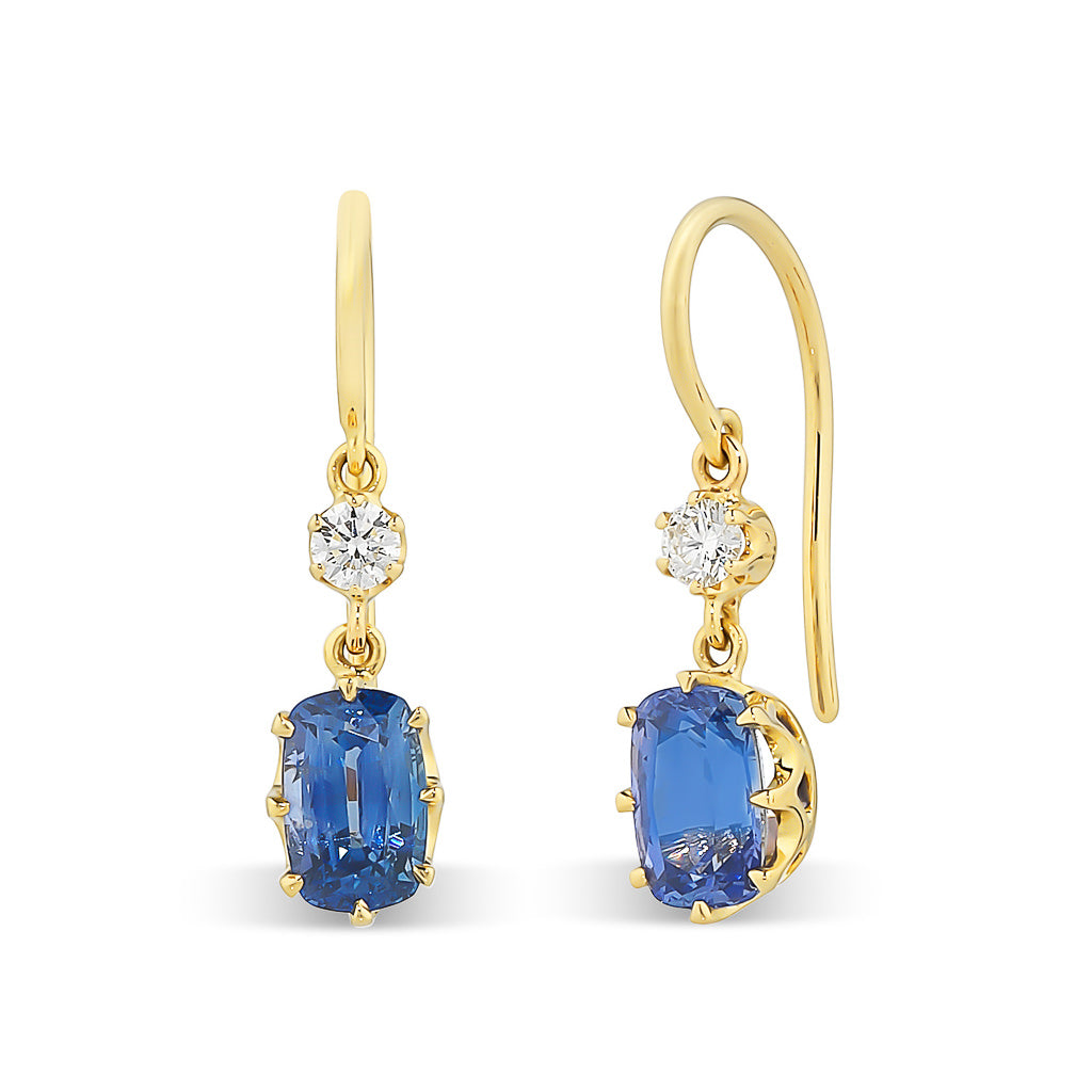 Sapphire and Diamond Drop Earrings