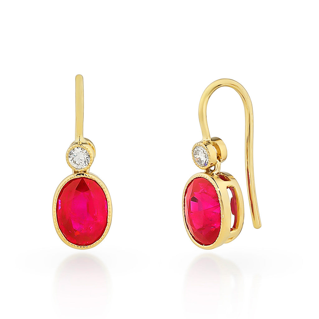 Burmese Ruby & Diamond Earrings